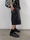 Undercutting Cargo Black Half Denim