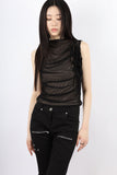 Mesh shirring via sleeveless