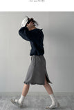 Frill Stripe Midi Skirt