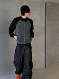 Non-mix Raglan Varsity Knit Zip-up