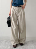 121 One Tuck Cotton Wide Pants