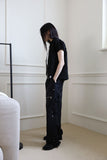 rivet zipper pants