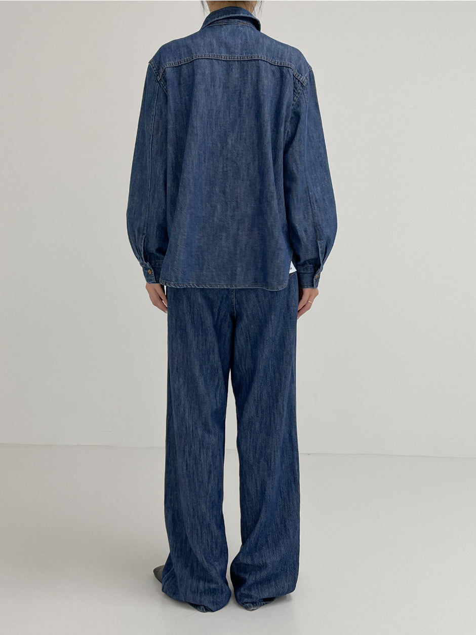 【INCHANT ME】Slab Denim Wide Pants INCHANT ME(インチャントミー) - スラブデニムワイドパンツ