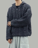 Noel Knit Hoodie Half Zip Up