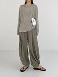 Pleats Nylon Jogger Wide Pants