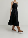 [Belt set] Pleated Bustier Long One Piece