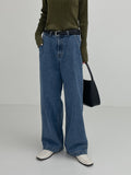 [unisex] Back pin tuck wide denim pants