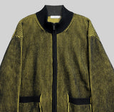 Striped Two-Tone Knit Zip-Up