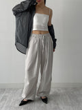 Sheer stripe parachute pants