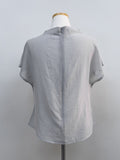 Pleated Mock Neck Cap Sleeve Blouse