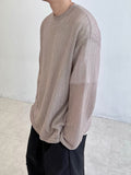 Texture See-through Knit Long-Sleeved T-Shirt