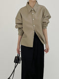 Leather Overfit Crop Shirt