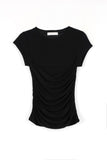 Ballet shirring cap sleeve tee
