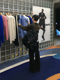 Bones black embo flare denim pants