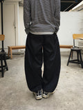 Tail Curved Wide Cotton Pants