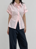 Poplin Two-Way Loose Fit Short Sleeve Shirt