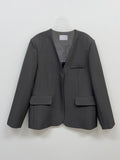 [Setup Available/Three-Piece] Bird No-Collared Loose-Fit Jacket