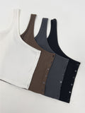 Button One-Shoulder Ribbed Vest