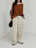 [unisex] Chino Two-Tuck Long Wide Pants