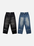 Typing Lettering Snap Denim Pants