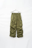 Glossy Shirring Cargo Pants