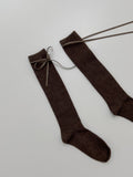 Ribbon Cashmere Plain Knee Socks