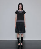 Layered Crinkle Check Skirt