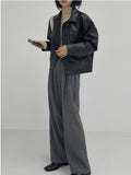 One-pocket single leather short jacket