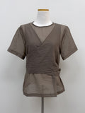 Earth Wrap See-Through Half Blouse