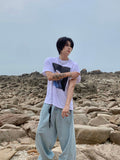 Light Blue Folded Snap Denim Pants