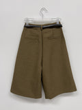 [Belt set] Bokashi Pin Tuck Bermuda Slacks