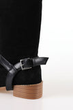Leather belt middle boots