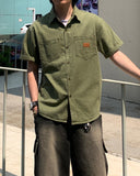 Rivet Patchwork Short Sleeve Shirt