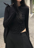 STRING HOLE SHIRRING TEE