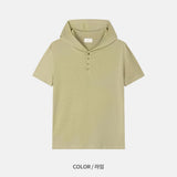 Gode Henley Neck Hood Short Sleeve T-shirt