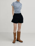 Bed pintuck cotton short pants