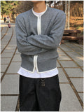 Beirut Wool Fingerhole Two-Tone Knit Zip-Up