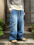 Diagonal Cargo Washed Banding Denim