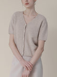 [Premium] Whole Garment Tarde Short Sleeve Knit Cardigan