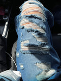 Destroyed washing latex denim