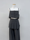 [Skirt SET] Fondue Banding Wide Slacks