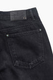 Black keyring wide denim pants