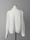 Wrinkle V-Neck Tie Blouse