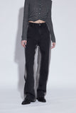 side washing black jeans