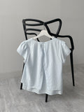Plain layered short sleeve blouse (2C)