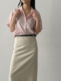 Silky Roll-up Overfit Short Sleeve Shirt