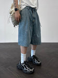 Graffiti denim half pants