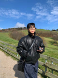 Black leather shirring padding