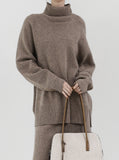 [Premium] Fair Turtleneck Whole Garment Wool Set-up Knit