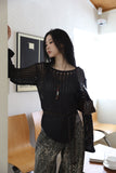 Slit Summer Boat Neck Knit